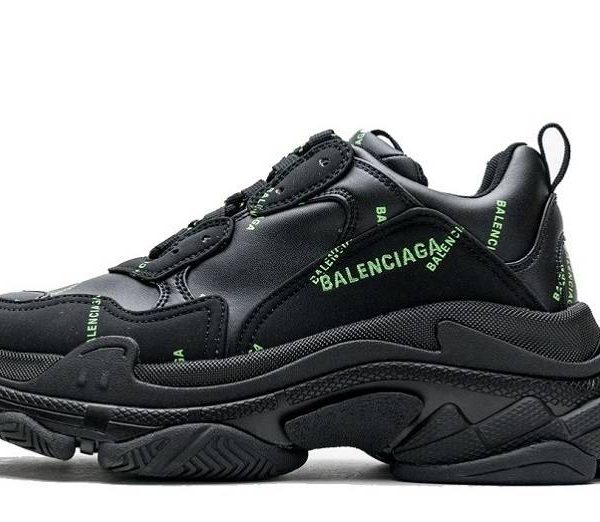 Balenciaga Triple S Allover Logo "Black Green"