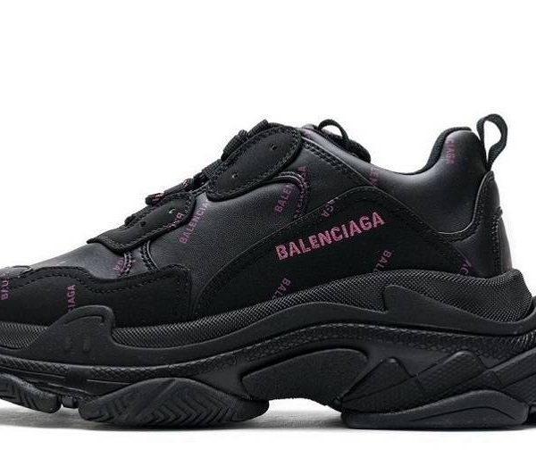 Balenciaga Triple S Allover Logo "Letter Black Pink"