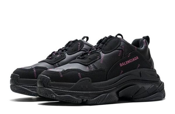 Balenciaga Triple S Allover Logo "Letter Black Pink"