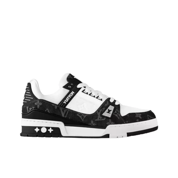 LOUIS VUITTON Trainer Leather Trendy Non-slip Low-top Lifestyle Shoes Black and White