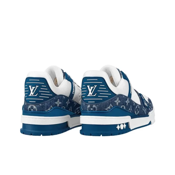 LOUIS VUITTON Trainer Denim Leather Casual Low-top Low-top Fashion Sneakers Unisex Denim Blue and White